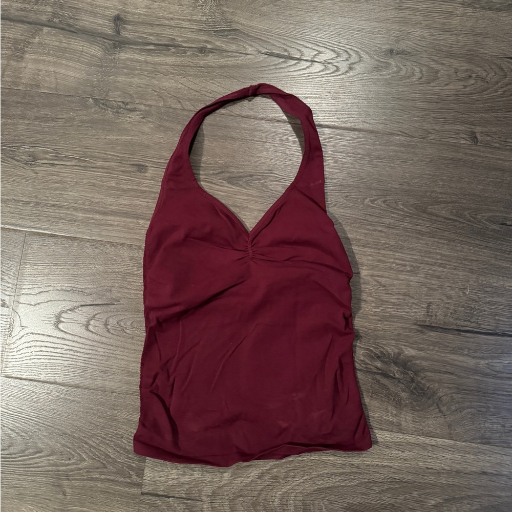 Free People Maroon Halter Top Fitted Style Workout